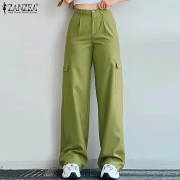 Women Cargo Pants Wide Leg Straight Trousers Casual Baggy