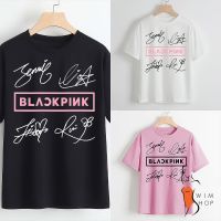 การออกแบบเดิมBlack Pink Signature T-shirts Cal Shorts Sleeve For Women wt0246เสื้อยืดS-5XL