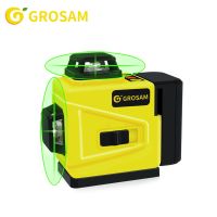 GROSAM เลเซอร์ขนาดเล็กระดับ3D 12เส้นปรับระดับเองได้360 ° เส้นแสงเลเซอร์สีเขียวกากบาทแนวนอนและแนวตั้ง