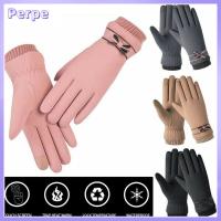 PERPE Fashion Outdoor Soft Leather Trendy Knitted Thick Touch Screen Mittens Winter Gloves Full Finger Gloves Women Gloves