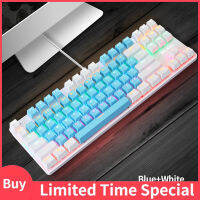 K100แบบ Dual-Color 87-Key Usb Backlit คีย์คลิกสำนักงานแป้นพิมพ์เชิงกลสำหรับเล่นเกมบ้าน