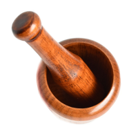 ชุดอุปกรณ์ครัวไม้กระเทียม Pugging Pot เครื่องมือ Pedestal Bowl Mortar Pestle Bamboo