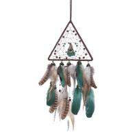 Green Dream Catchers Natural Feather Native American Handmade Dream Catcher Feather Triangle Dreamcatcher Decorative Mysterious for Bedroom Childrens Room workable