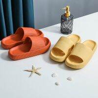 [Carnival price] Home slippers solid color platform summer couples non-slip slippers bath