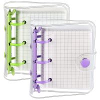 2 Sets Mini Clear 3 Ring Binder Covers with Binder Inner Paper Bag Clear Soft PVC Notebook Closure Binder