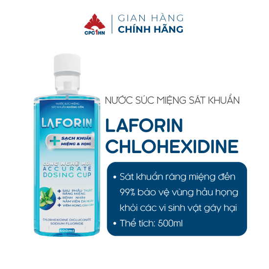 Nước súc miệng laforin chlorhexidine 500ml sát khuẩn răng miệng giảm nhiệt - ảnh sản phẩm 1
