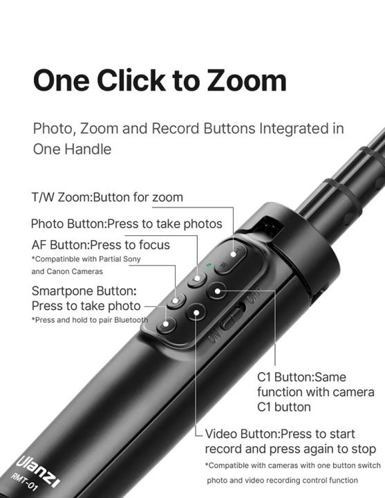 ulanzi-rmt-01-ไม้เซลฟี่-ขาตั้งกล้อง-และรีโมทบลูทูธ-สำหรับ-sony-canon-nikon-phone-android-wireless-bluetooth-remote-control-camera-tripod