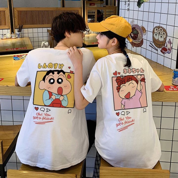 new-crayon-shin-chan-ชินจัง-เครยอนชินจังคู่รักแขนสั้นคู่รักแขนสั้นกเสื้อยืดเสื้อยืดไม่ต้องรีด-tops