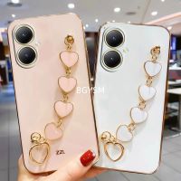 ใหม่ Y36 VIVO Y27เคสสมาร์ทโฟนคลังสินค้าพร้อม4G 5G เคสโทรศัพท์ Y02t พร้อมโซ่น่ารักน่ารักป้องกันการตกการชุบขอบชุบโลหะด้วยไฟฟ้าสำหรับฝาหลัง VIVOY274G