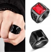 {BUSA Fashion Accessories} Men 39; S Black Ruby Ring Maple Leaf Shape Ring Bracelet