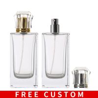 Free Custom Logo 100ml Thick Bottom Clear Travel  Atomizer Spray Perfume Glass Empty Bottle Acrylic Cap For Cosmetic Container Travel Size Bottles Con