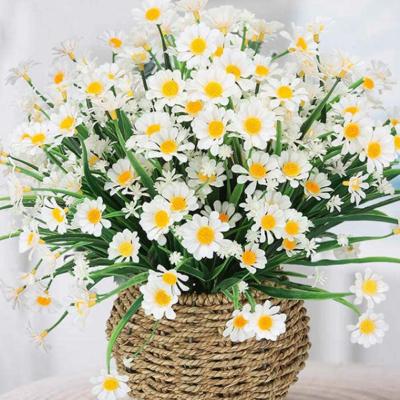 ช่อดอกไม้พลาสติกกันยูวีไม่ซีด1ช่อดอกไม้ประดิษฐ์ดอกเดซี่สำหรับตกแต่งบ้านงานแต่งงาน