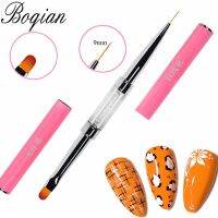 BQAN 9mm Nail Art Brush Tool Carved Crystal Ultra-thin Line Drawing Pen Pull Wire Phototherapy Flower Double Pen Metal Pen