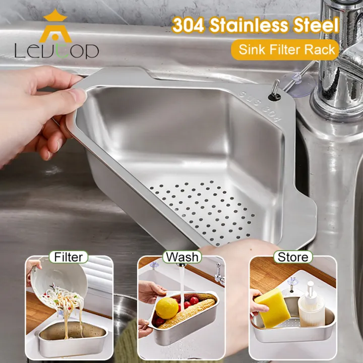 LEVTOP Sink Filter Rack 304 Stainless Steel Drain Rack Triangle Kitchen