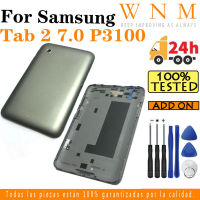 ฝาครอบแบตเตอร์รี่ในบ้านด้านหลังสำหรับ Samsung Galaxy Tab 2 7.0 P3100พร้อมโลโก้ฝาครอบหลังกระจกแบตเตอรี่อะไหล่เคสประตูด้านหลังพร้อมอุปกรณ์เลนส์กรอบ