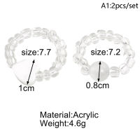 Zhaojinsheng แหวนลูกปัดคริสตัลสไตล์โบฮีเมียน,2ชิ้นแหวนสำหรับผู้หญิงหญิงสาวโอปอลหัวใจปรับได้เชือกแหวนนิ้ว MODE Korea เครื่องประดับสำหรับเดินชายหาดฤดูร้อน