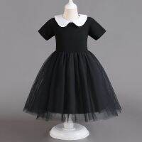 Wednesday Summer Girl Dress Black Halloween Carnival Costume Kids Events Party Princess Dresses Baby Summer Short Sleeve Clothes