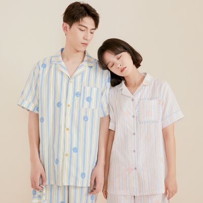 [COD] [Manqiu] Couple pajamas womens spring and summer 2022 new short-sleeved trousers high-grade comfortable yarn home service