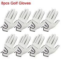 ☃ 8pcs Golf gloves Genuine Sheepskin leather Men Non-slip Sports gloves left right For Golfer Mens Golf Glove Soft Breathable