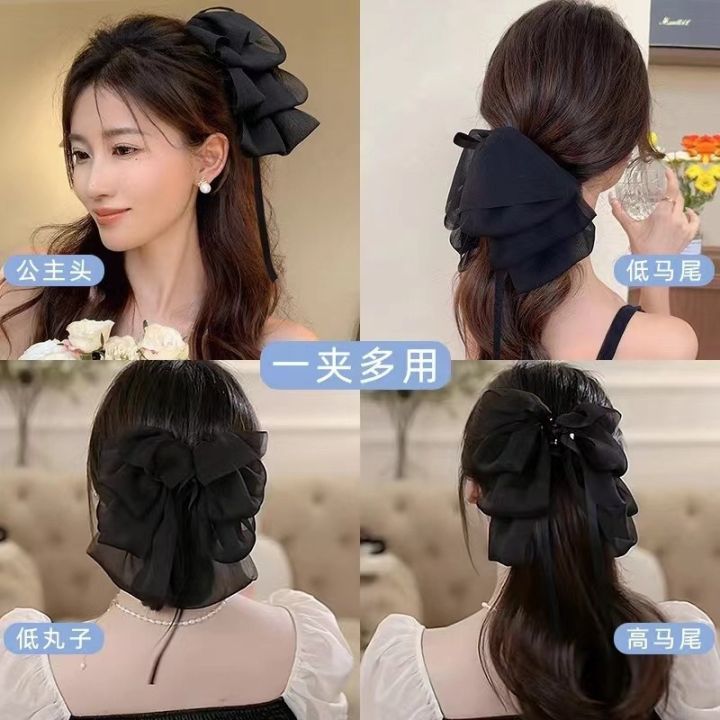 french-gentle-temperament-large-ribbon-bow-hair-clamp-multi-layer-chiffon-fabric-hair-claw