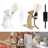 GrocGoods เมาส์เรซินโคมไฟตั้งโต๊ะเมาส์เรซินโคมไฟ USB บนโต๊ะ LED โคมไปตั้งโต๊ะไฟประดับบ้านโคมไฟโต๊ะทำงานเรซิ่นโคมไปตั้งโต๊ะหนูเรซินเม้าส์โคมไฟ LED ตั้งโต๊ะ