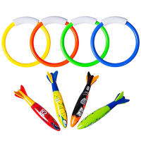 8 Pcs Underwater Swimming Pool Diving Rings, Diving Throw Torpedo Bandits Toys For Kids Gift Set. Training Dive Toys For Learning To Swim