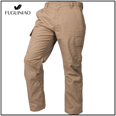FUGUINIAO กางเกงยุทธวิธีทหาร,กางเกงคาร์โก้กันน้ำระบายอากาศกางเกงต่อสู้สีพื้นทหาร SWAT สำหรับผู้ชายทำงานวิ่ง M-4XL