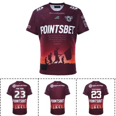 Manly / Home Shirt [hot]2023 / （Print Quality Number）Top Sea Rugby Name Eagles Anzac Mens Away Custom Size:S-5XL Jersey