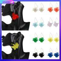 BTVHYA สง่างาม เครื่องประดับ โบฮีเมีย Long Drop Petal Dangle Stud ต่างหูดอกไม้ ตะขอ เรซิน