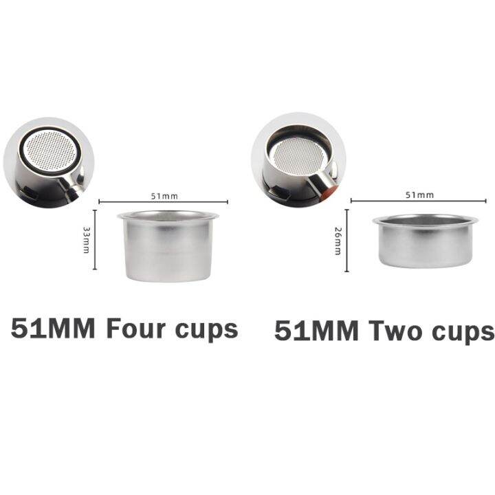 กระเปาะกรองเปลี่ยนไส้กรองกาแฟแบบไม่มีก้น51มม-2-4ถ้วยสำหรับ-delonghi-ec680-ec685ชิ้นส่วนเครื่องชงกาแฟเอสเพรสโซใหม่