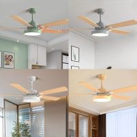 LED Ceiling Fan Light Ventilator Lamp 42in 52inch Remote Control 5Blade Ceiling Hanging Fan Lamp Bedroom Dining Room Living Exhaust Fans