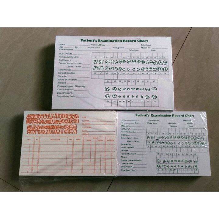 dental patient chart card red&green 100pcs per pack Lazada PH