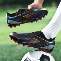 Football Men Boots Outdoor Training Long Spike Football Boot Professional Non-Slip Black Sneakers Grassland Sports Shoe