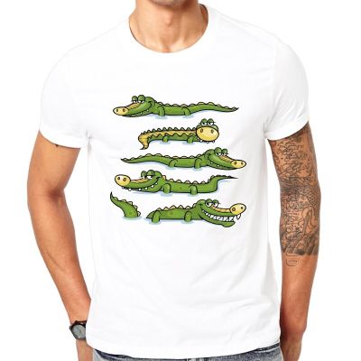 Custom Tshirt T Shirt Men Tees Cotton Cute Crocodile Print Tshirt Funny Tshirt Man Clothes