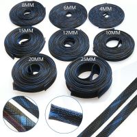 【CW】 1/5/10/20M Braided Cable Sleeve Blue amp;Black 2/4/6/8/10/12/15/20/25mm PET Density Sheathing Insulation Protecting