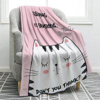 New Style Cartoon Cat Flannel Throw Blanket Cute Cat Blanket for Bed Sofa Couch Travel Blanket Warm Lightweight Super Soft King Queen Size
