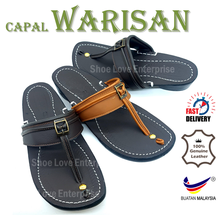 🔥Ready Stock🔥 Capal Kulit Warisan (Cow Leather) Men Chapal Slipper ...