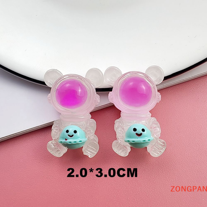 zongpan-10ชิ้น-kawaii-เรษเรซิน-cabochon-flatback-น่ารักสีฟ้าใสจรวดยานอวกาศนักบินอวกาศเสน่ห์สำหรับเครื่องประดับ