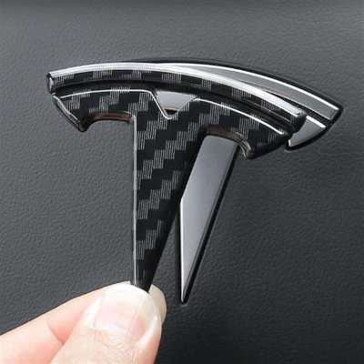 Carbon Fiber Pattern For Tesla Model 3 Y Auto Logos Steering Wheel Patch Decoration Modified Accessories Head Tail Box