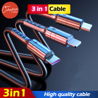 9# Caravan Crew 3 in 1 Cable สายชาร์จ สายเชื่อมต่อข้อมูลสำหรับโทรศัพท์ Lightning + Type-C + Micro สายชาร์จเร็ว