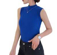 2022 Summer new womens temperament half the high-necked sleeveless shirt tops famale slim cotton vest 3 size топ