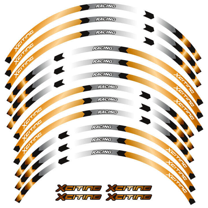 เทปแถบสะท้อนแสงรูปลอกล้อสกูตเตอร์สติกเกอร์แต่งล้อมอเตอร์ไซค์15-14-นิ้ว-x-citing-s-400อุปกรณ์เสริมมอเตอร์ไซค์สำหรับ-s400-kymco-xciting