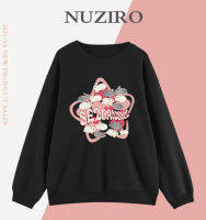 NUZIRO เสื้อสเวตเชิ้ด รูปแบบสีชมพู แขนยาว ทรงหลวม สไตล์เกาหลี สําหรับผู้หญิง#I0140