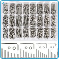 RJQFNG 1255Pcs 304สแตนเลสสตีล ชุดแหวนรองน๊อตและน๊อต 8/10/12/16/20/25มม. ขนาด24นิ้ว สกรูฝาครอบซ็อกเก็ตหัวปุ่ม HEX พร้อมกล่องเก็บของ M2 M3 M4 M5 ชุดจัดสลักเกลียว เครื่องจักรความแม่นยำสูง