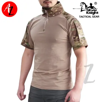 Men's Long Sleeve Shirt Henley Collar Outdoor Tactical Military Combat  Shirts