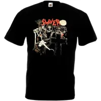 การพิมพ์ที่ยอดเยี่ยม Slayer Live Undead T shirt ถังขยะสีดำโลหะหนัก