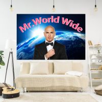 Mr. Worldwide Tapestry Pitbull Mr 305 Printed Aesthetic Wall Hanging Carpets Bedroom Or Home For Decoration Tapestries Hangings