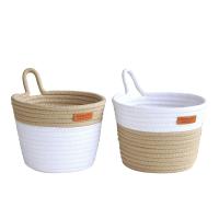 Wall Hanging Basket Storage, Cotton Rope Woven Small Hanging Baskets with Handle Decor Plant Basket (2 Pack)