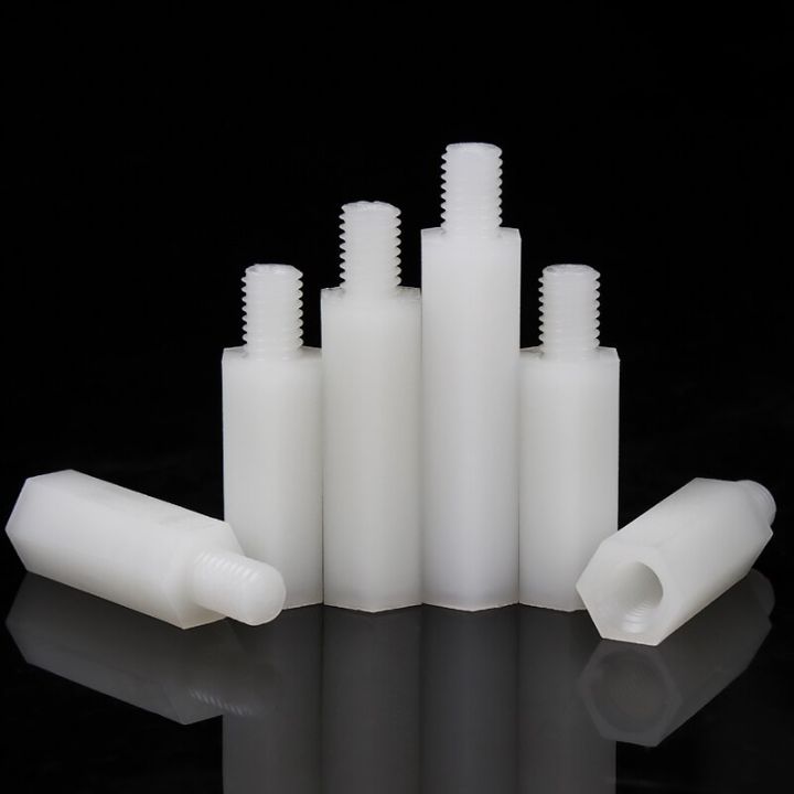 20-50pack-male-to-female-white-black-pcb-nylon-standoff-spacer-m2-m2-5-m3-m4-l-6-column-plastic-spacing-screws-length-5-50mm-nails-screws-fastener