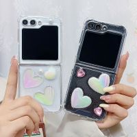 NLWVXCrystal เคสโทรศัพท์ความรักเหมาะสำหรับ Samsung หน้าจอพับ Galaxy ZFlip4/3/ZFold5